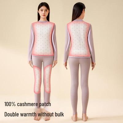 Lyocell Tencel Warm Fleece-Lined Underwear Set for Waist & Abdomen Protection (Long Sleeve Top & Bottom)