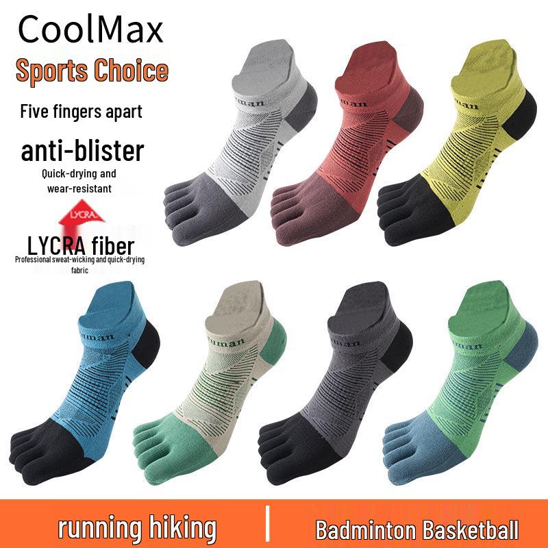 Calzini da Corsa Unisex a Cinque Dita CoolMax: Anti-Abrasione, Asciugatura Rapida, Lycra, Spesso, Design a Dita Separate per lo Sport