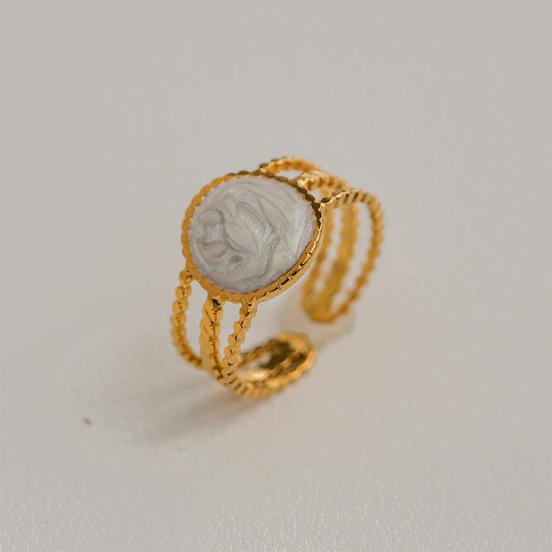 Stainless Steel French White Enamel Rings For Women Drip Glaze Romantic Elegent Girl Ring Daily Wear Sweet Y2K Jewelry No Fading
