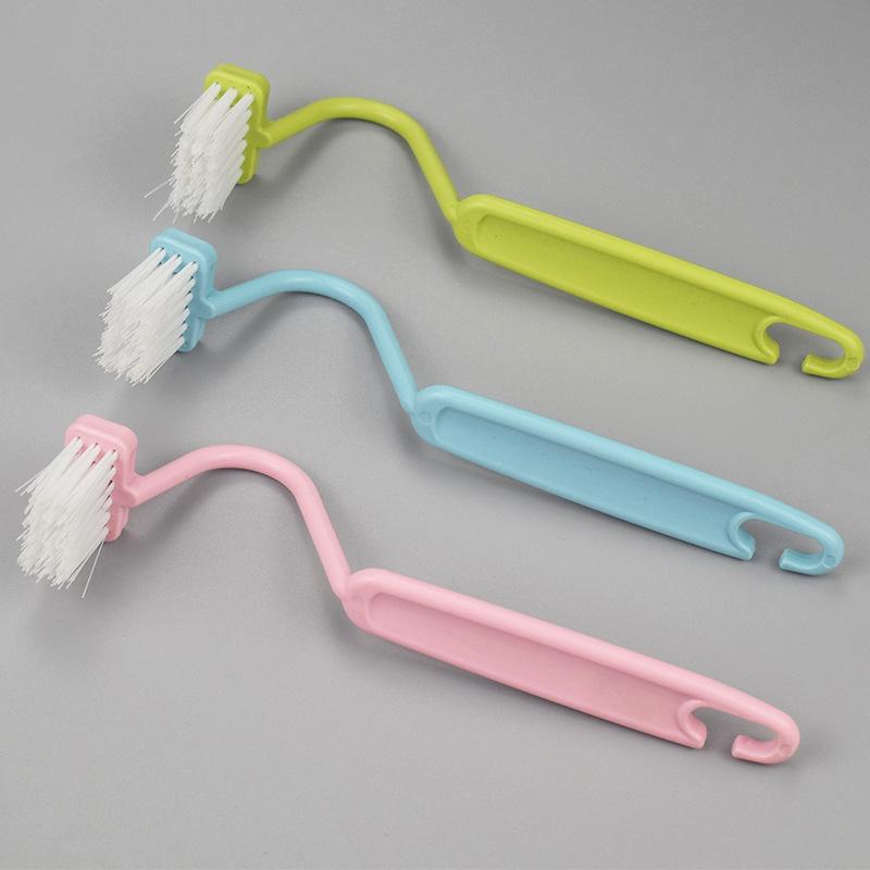 Portable Toilet Brush Scrubber V-type Cleaner Clean Brush Bent Bowl Handle