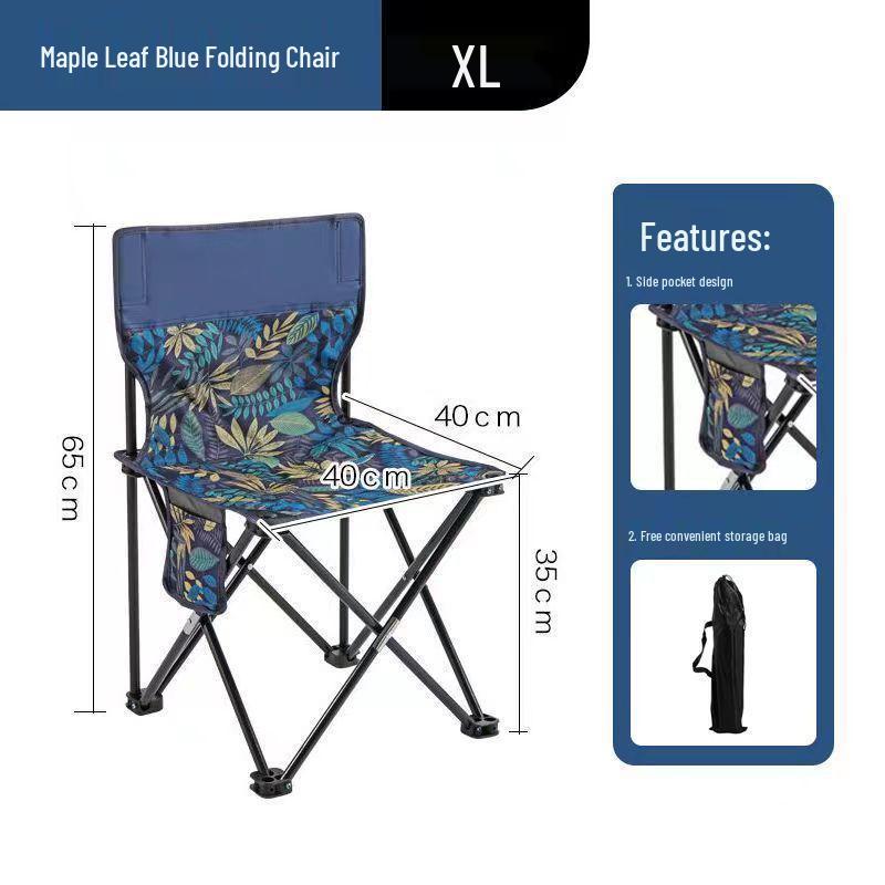 Portable Folding Camping Chair with Backrest and Table - Moisture-Proof, Thickened for Outdoor Leisure and Fishing