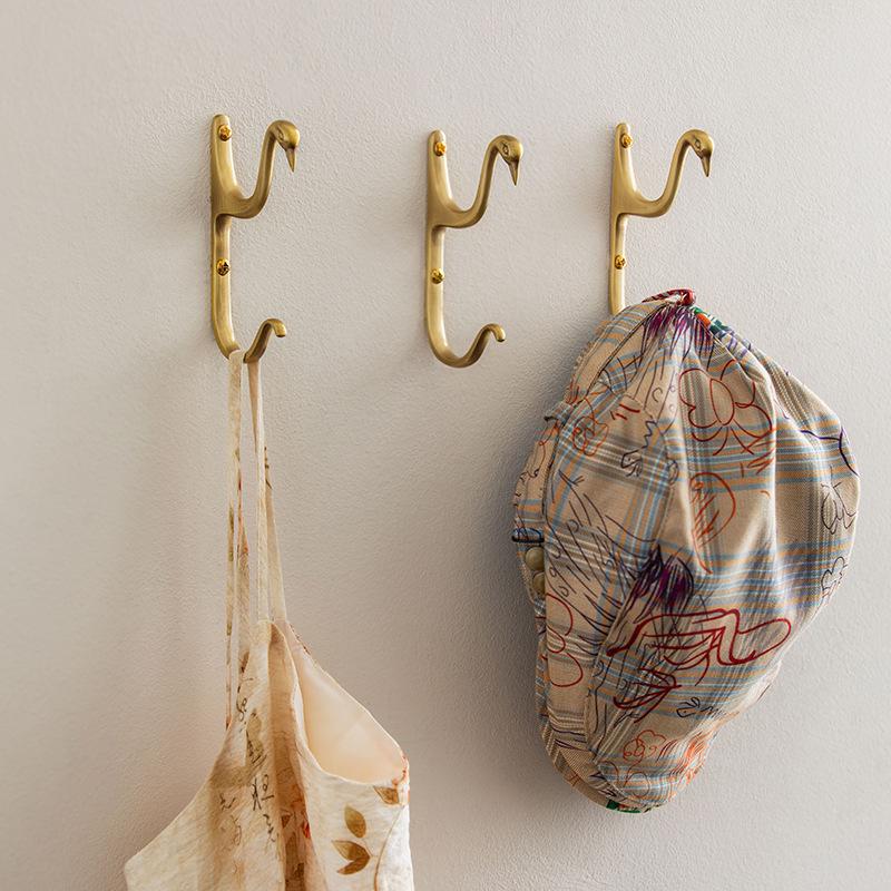 Creative Nordic Swan Brass Coat Hook for Bedroom or Entryway