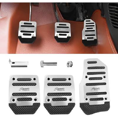 3PCS Non-Slip Car Pedal Pads Manual Gearbox Gas Pedal Brake Pedal Cover Alumin