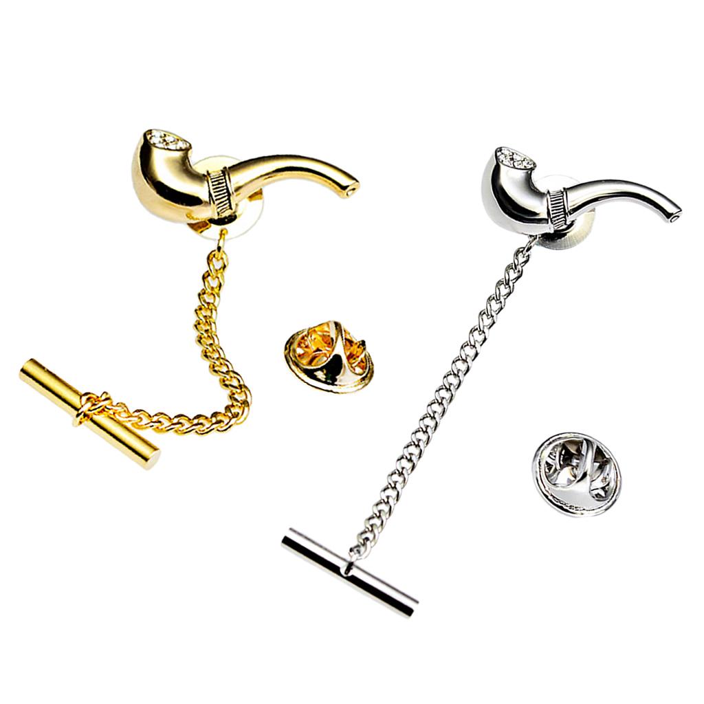 Mens Smoking Pipe Shape Tie Tack Clip for Wedding Business Formal