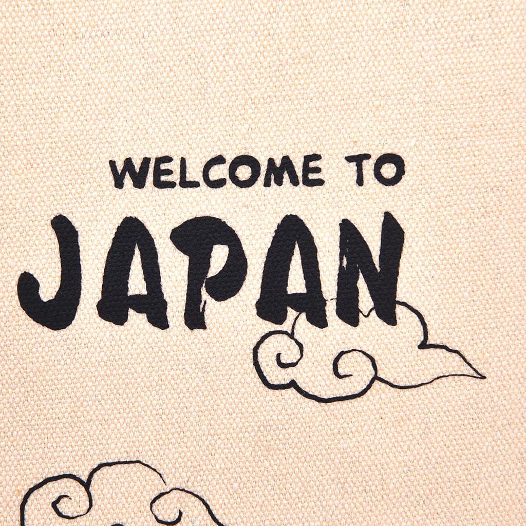 [Kusuguru Japan] Canvas Tote Bag with Japanese Pattern Cat and Mt. Fuji IV