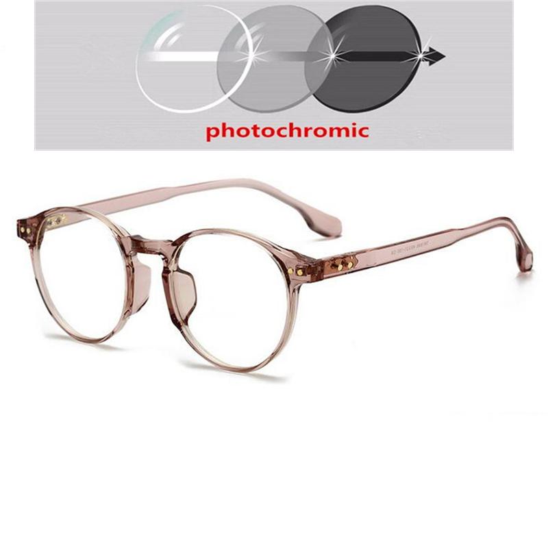Rice Nails Round Frame Anti Blue Light Computer Glasses Women TR90 Prescription Eyeglasses Diopter 0 To 6