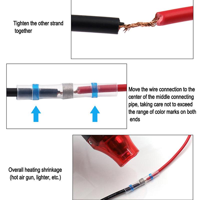 50Pcs Heat Shrink Solder Sleeve Waterproof Seal Wire Splice Connector Tube Kit