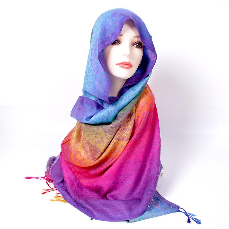 Spring and Autumn Mixed and Matched Scarf Dual-purpose Jacquard Colored Cashew Long Towel Travel Photo Shawl Women's Headscarf