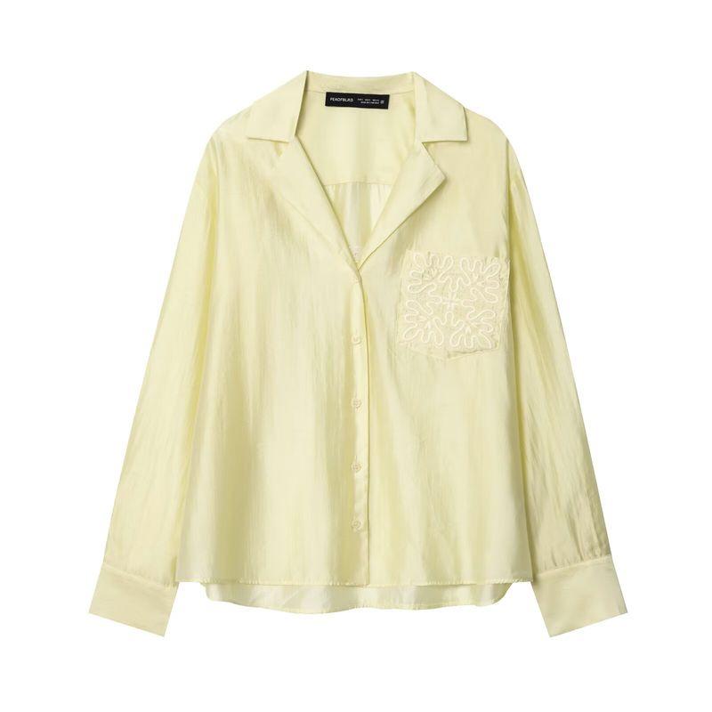 Araltay New Arrival Fashion Style Women's Fashion All-Match Casual Minimalist Embroider Pocket Shirt 4786079
