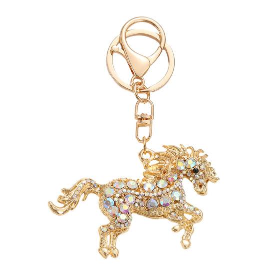 2026 Year of Horse Keychain Colorful Sparkling Rhinestones Key Chain Bag Backpack Hanging Decoration