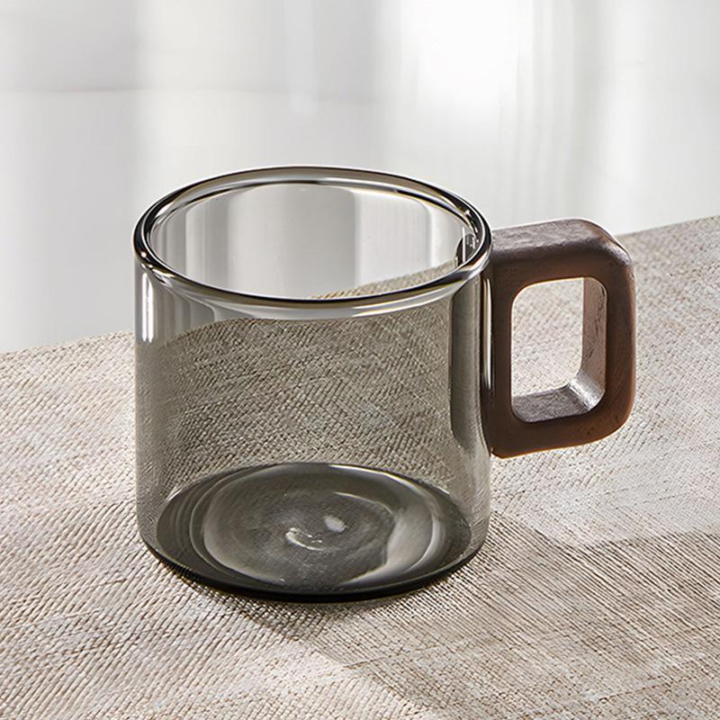 Glass Small Tea Cup High Temperature Resistant Tea Cup with Handle  Office Tea Cup Hospitality Cup Set  New Chinese Style