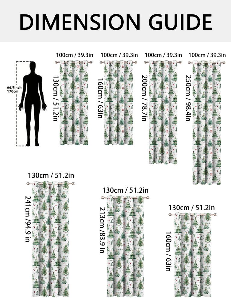 1pc Christmas Blackout Curtains with Christmas Tree Pattern, Suitable for Christmas Family Dinners and Parties