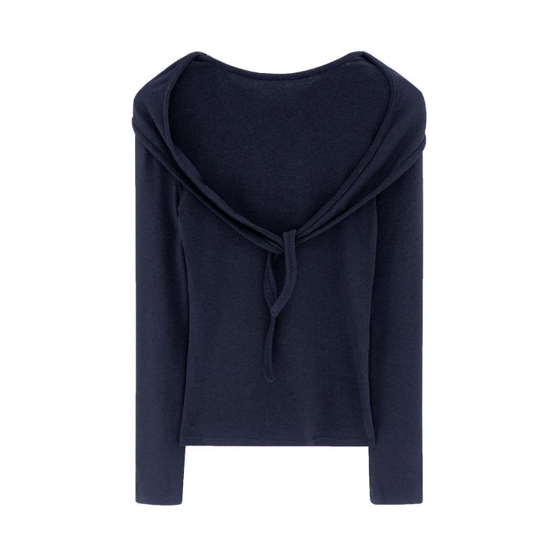 Women's Autumn/Winter 2025 Scarf Bow Tie Lace-up T-shirt