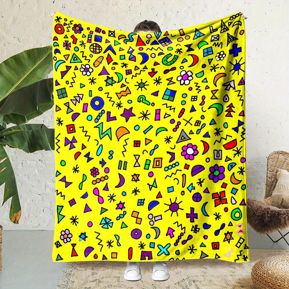 Playful Cartoon Print Throw Blanket  Reversible AllSeason Flannel for Napping Lounging  GiftGiving Fun 75x100cm