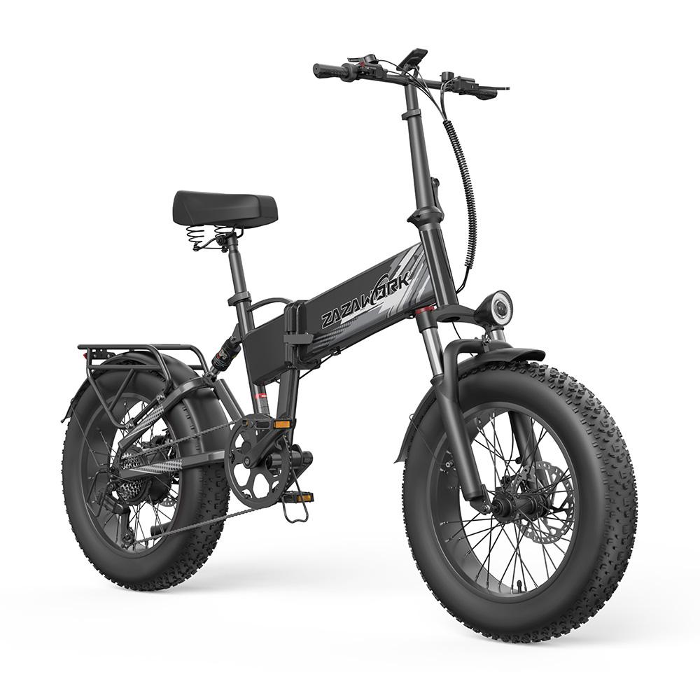 ZAZAWORK CF1000 Faltbares Elektrofahrrad, 48V 20Ah Abnehmbarer Akku, Vollfederung grau