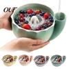 Fruit Washing Bowl Ceramic Berry with Strainer Holes, Self-Spinning Vortex Design, Serving Plate Rinse for Kitchen Berries Vegetables
