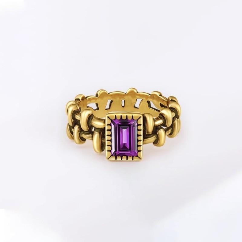 Vintage Antique Gold Geometric Adjustable Ring For Women With Stunning Zircon Stones