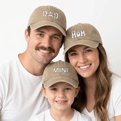 DAD MOM MINI Printed Dad Mama Mini Love Caps Adjustable Outdoor Sunscreen Hats For Man Women