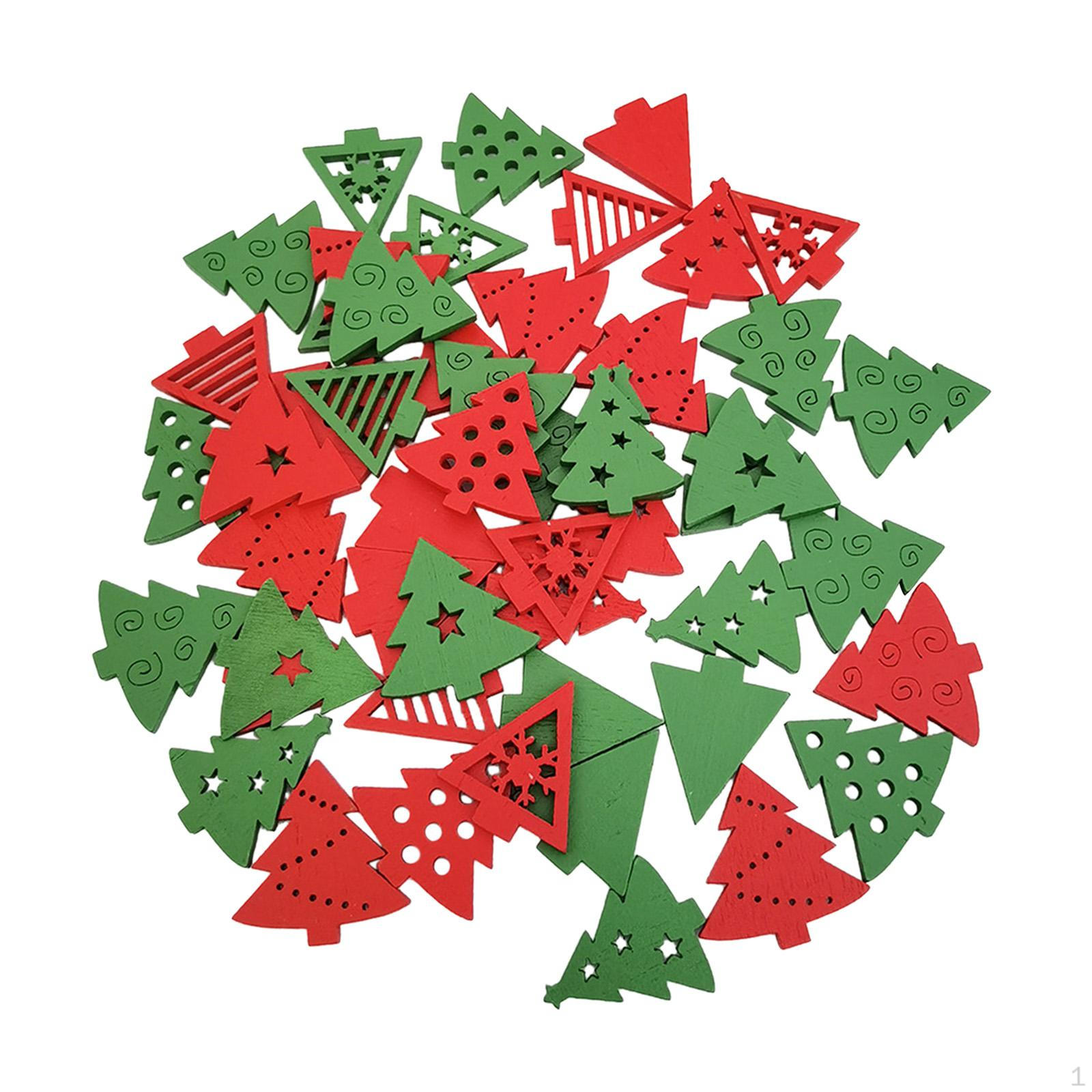 50 Pieces Wooden Christmas Embellishments Decoration Xmas Tree Crafts Hanging Ornaments Christmas Tree