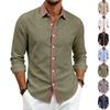 Camicia da uomo a maniche lunghe in lino con abbottonatura e colletto
