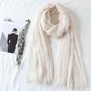 105*190cm One Piece Women Oversize Solid Plain Scarf Shawls Head Wraps Viscose Cashmere Muslim Frayed Hijabs Pashmina