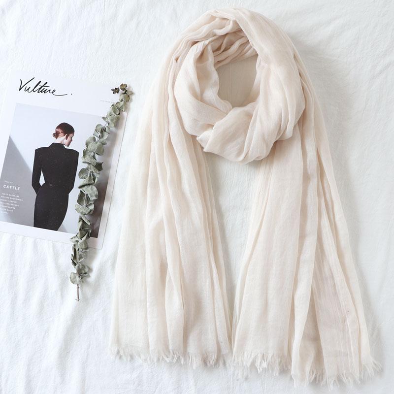 105*190cm One Piece Women Oversize Solid Plain Scarf Shawls Head Wraps Viscose Cashmere Muslim Frayed Hijabs Pashmina