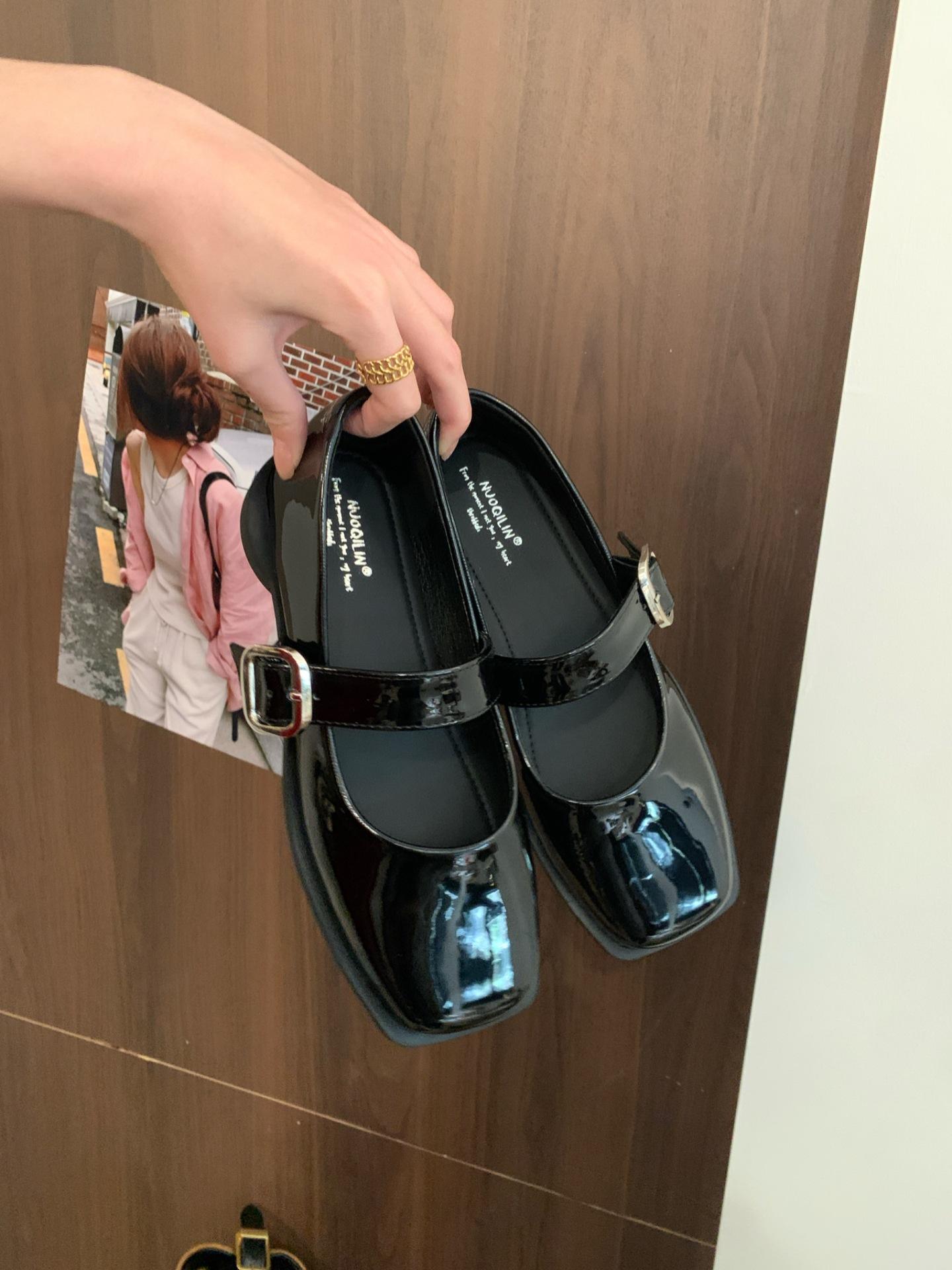 Women s Patent Leather Square Toe Ankle Strap Spring French Style Pumps - Fashionable Footwear 35