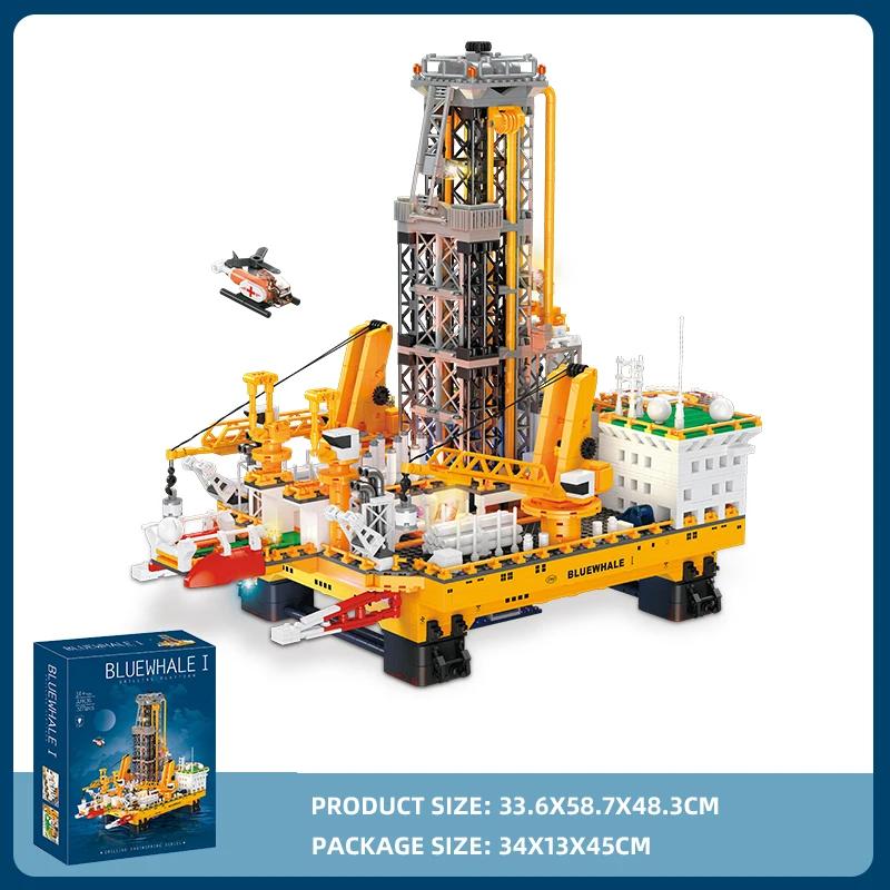 3271KS Offshore ropné vrty Stavební bloky Model vrtné plošiny Světelné kostky Stolní ozdoby Dětské vzdělávací DIY hračky Dárek
