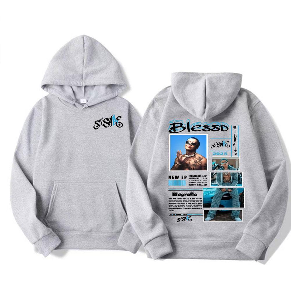 Rapper Blessd Sisabe Albüm Turu Tişörtlü Kapüşonlu Sweatshirt Erkek Kadın Moda Hip Hop Retro Sweatshirt Oversize Kapüşonlular