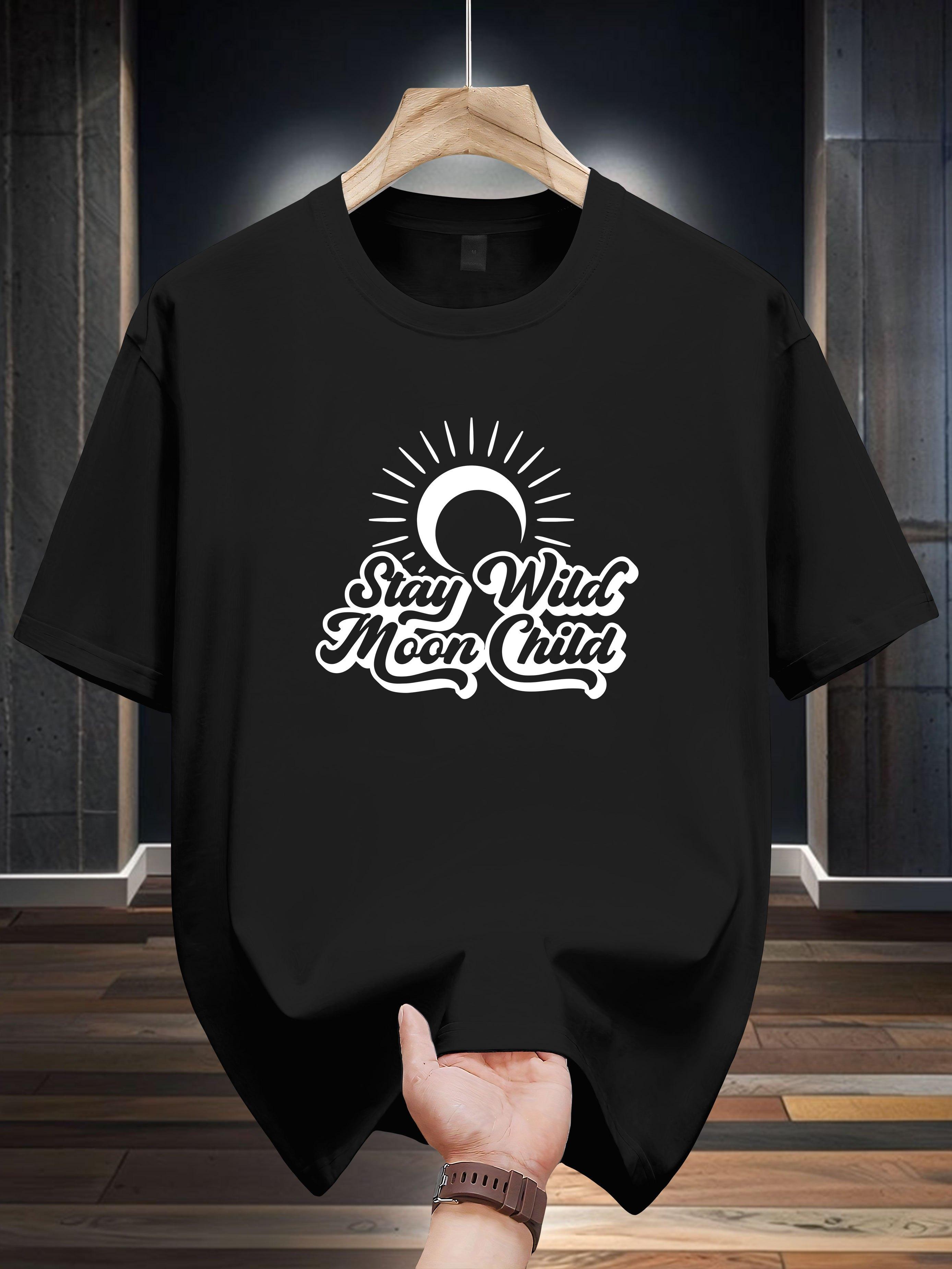 Stay Wild Monchild Graphic Tee - 100% Cotton Casual Crew Neck T-shirt XXXXL