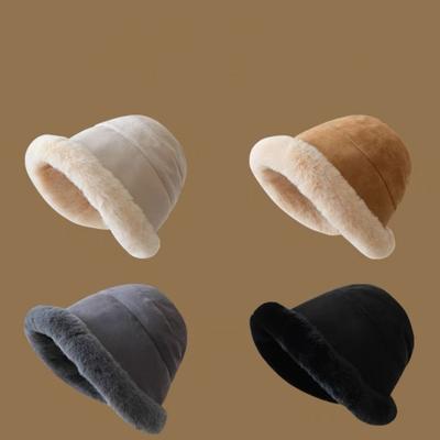Peluş Bulanık Kova Şapka Kadınlar için Sıcak Kabarık Taklit Kürk Balıkçı Kap Kış Kayak Açık Rüzgar Geçirmez Sıcak Polar Astar Şapka