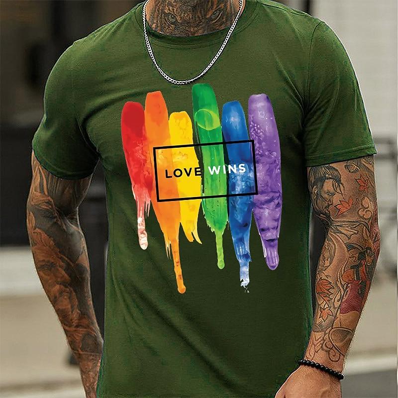 Men's LOVE WINS Rainbow Graphic T-Shirt Short Sleeve