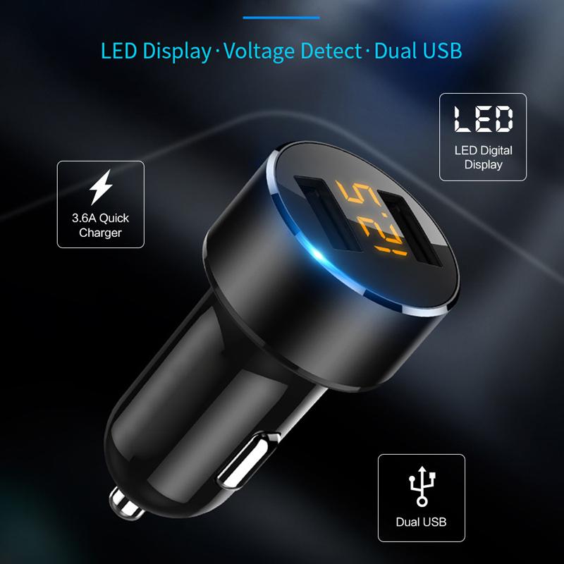 3.1a Dual Usb Car Charger For Iphone 12 6s 7 8 11 Tablet Xiaomi Samsung S10 With Led Display Universal Mobile Phone Car-charger