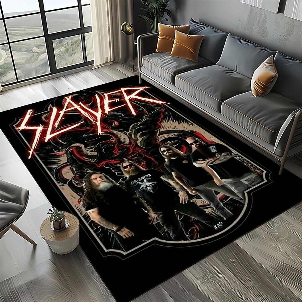 2025 New Style Slayer Heavy Metal Band Sign Carpet Rug for Living Room Bedroom Home Sofa Decoration,Kid Play Non-slip Floor Mat