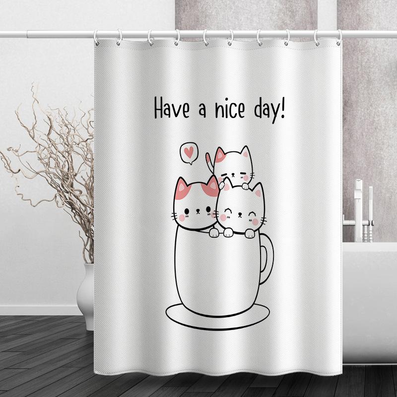 Bad Fortykket Vanntett Gardin Muggsikker dusjforheng Dusj Skillevegger Gardin Dusjgardin Baderomsgardin Fri perforering