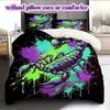 Splashing Ink Death  Pattern Bedding Quilt Set Quilt Cover Pillowcase Home Decoration Birthday Gift (1 * Duvet Cover + 2 * Pillowcase, Without Core)