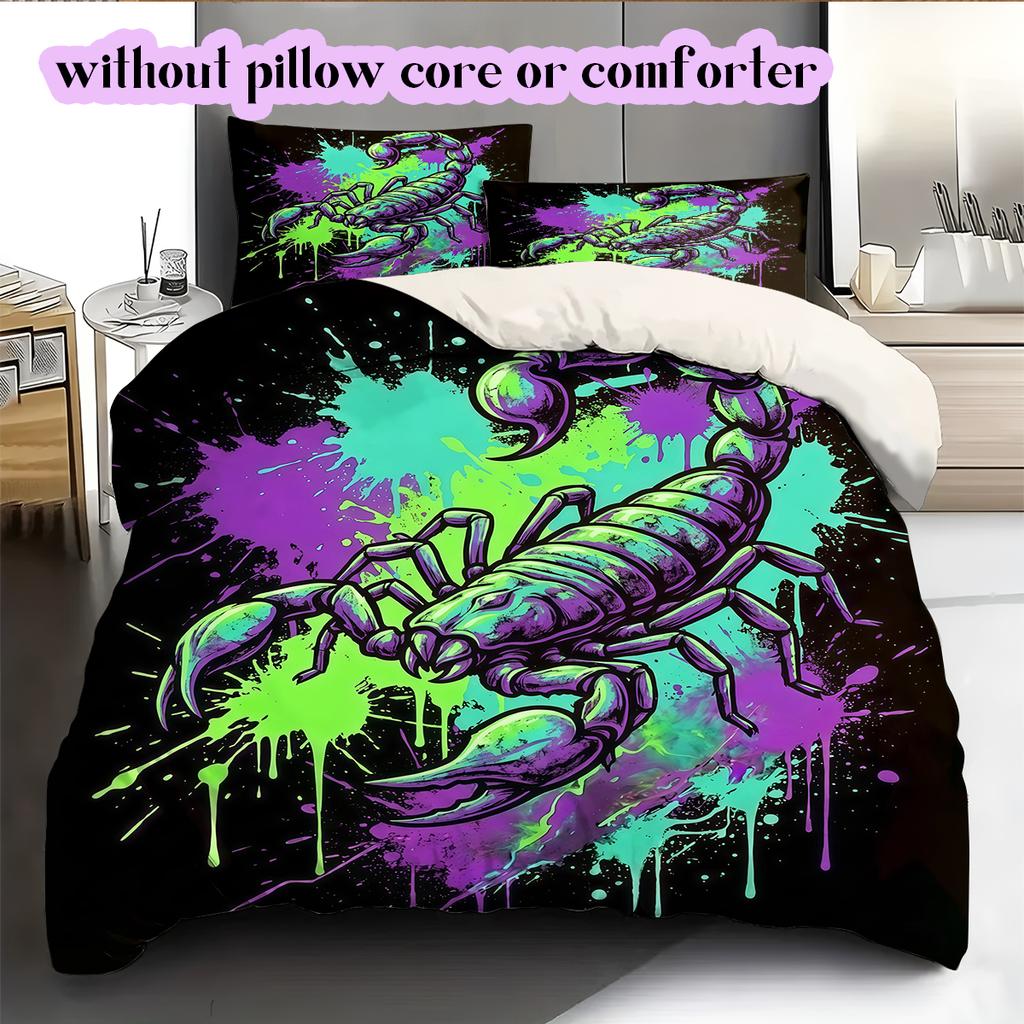 Splashing Ink Death  Pattern Bedding Quilt Set Quilt Cover Pillowcase Home Decoration Birthday Gift (1 * Duvet Cover + 2 * Pillowcase, Without Core)