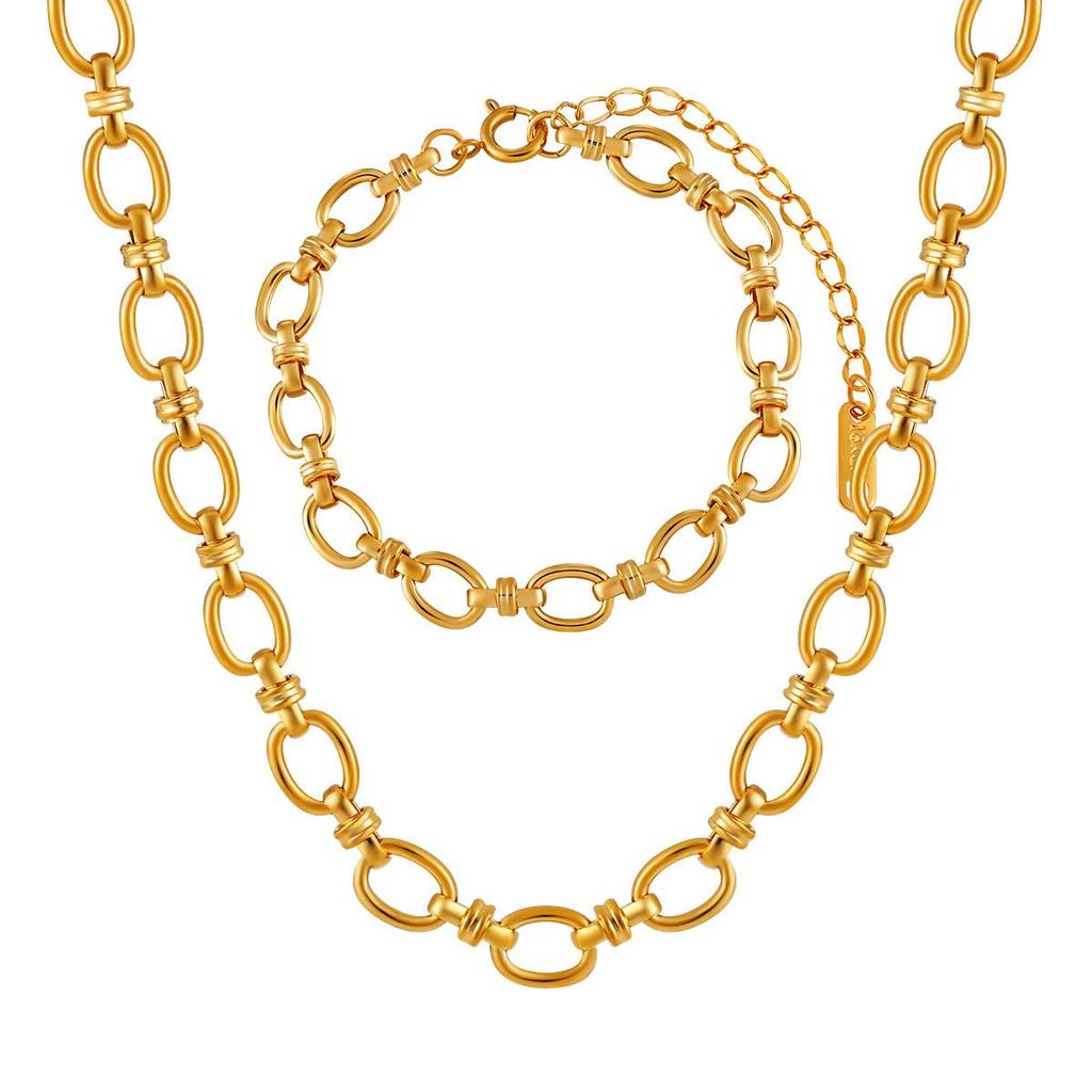 European & American Fashion: Cool Style Thick Chain Titanium Steel Bracelet Necklace, Women's High-End Light Luxury Jewelry