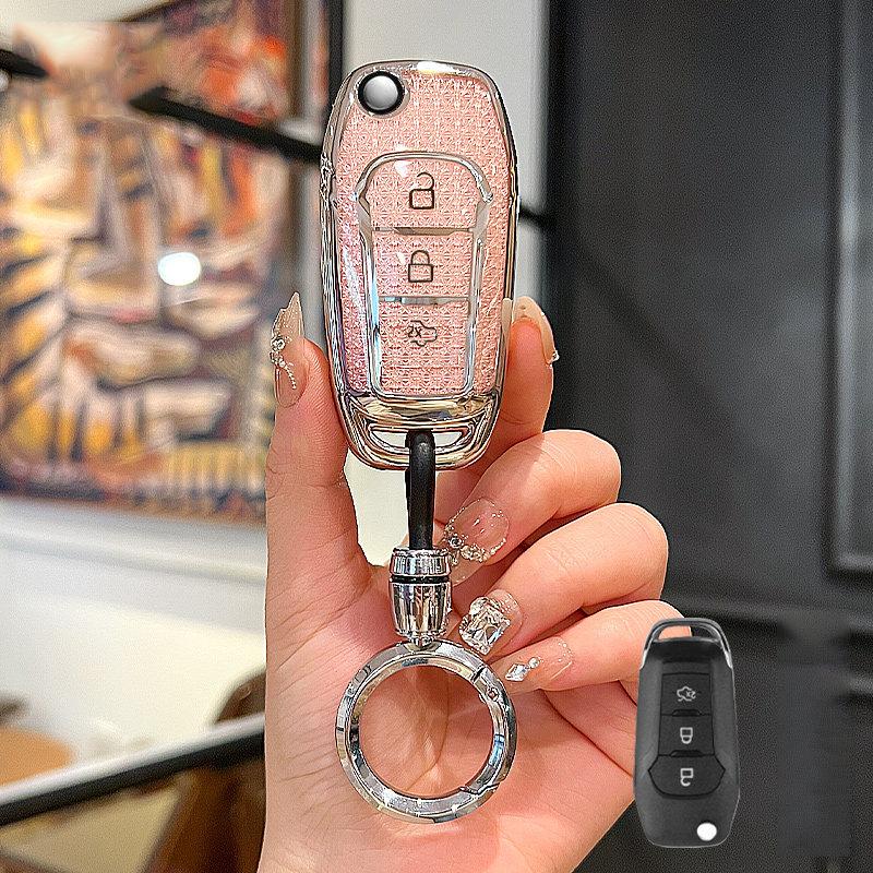 Crystal Tpu Key Case For Ford Figo Mondeo 5 Ecosport Fiesta Mk8 Ranger Fusion Kuga Escort F150 Flip Folding Remote Key Cover Fob