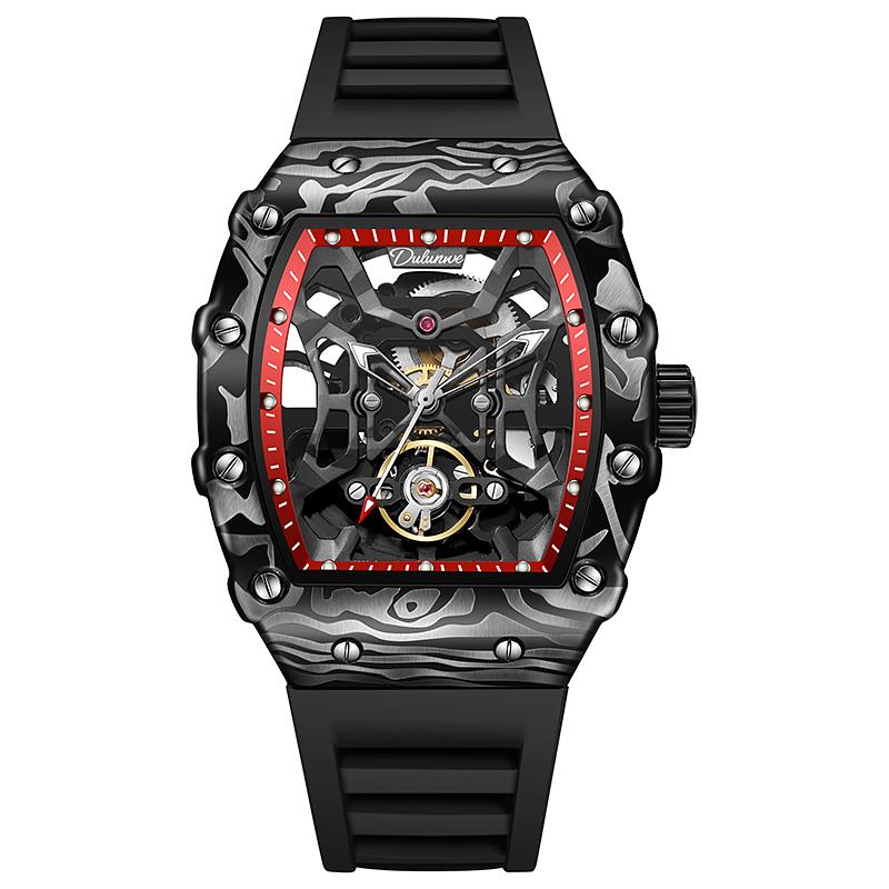 Original Design Top Brand Automatic Mechanical Watch for Men Luminous Tourbillon Watches 30M Waterproof Rubber Strap Reloj