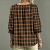 Women's Plaid Print V-Neck Blouse with Ruffle Trim, Tie Front and for Casual Wear