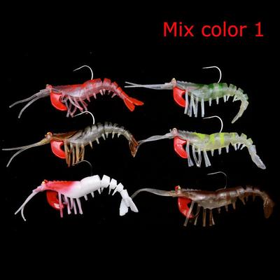 6pcs 19g Fishing Shrimp Prawn Lure Baits, River Prawn Fishing Craws Saltwater Bream Lures with Luminous Eyes