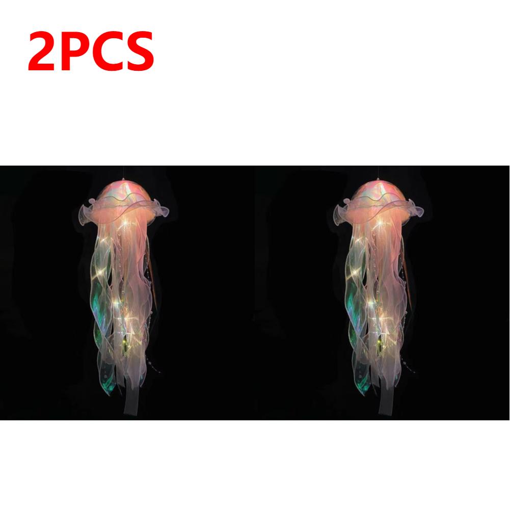 Gradient Jellyfish LED Night Light Handmade Pendant Lamp Colorful Hanging Light for Indoor Outdoor Garden Festival Decoration