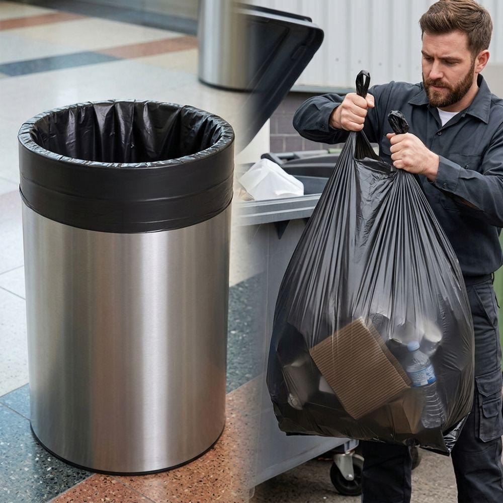 50pcs Thick Garbage Bags Flat Top Design Trash Can Liners Large Trash Bags Picnic