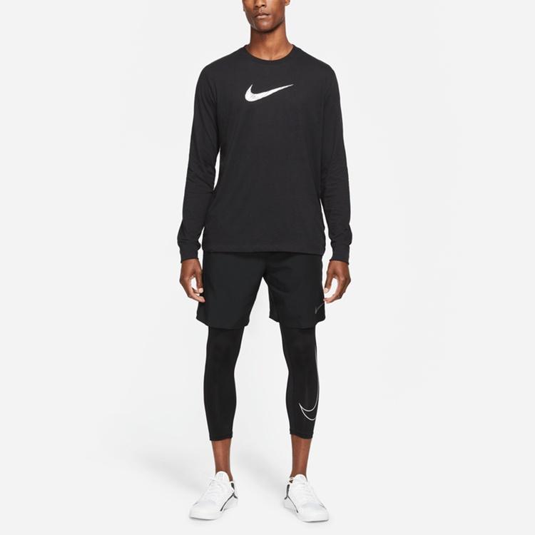 Nike Dri-fit Alphabet Logo Printing Long Sleeves Round Neck Black Men's DH0714-010