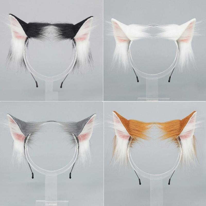 Cats Costume Accessories Cats Ear Headband Plush Tail Anime Cosplay Outfit for Women Masquerade Halloween Role Play