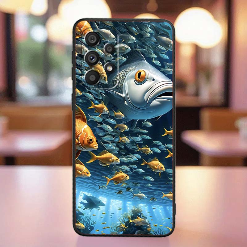 Cartoon Anime Turtle Elephant For Samsung A41 A35 A34 A33 A32 A25 A24 A23 A21s A06 A05 A04 A03 Note 10 20 Ultra 5G Black Case