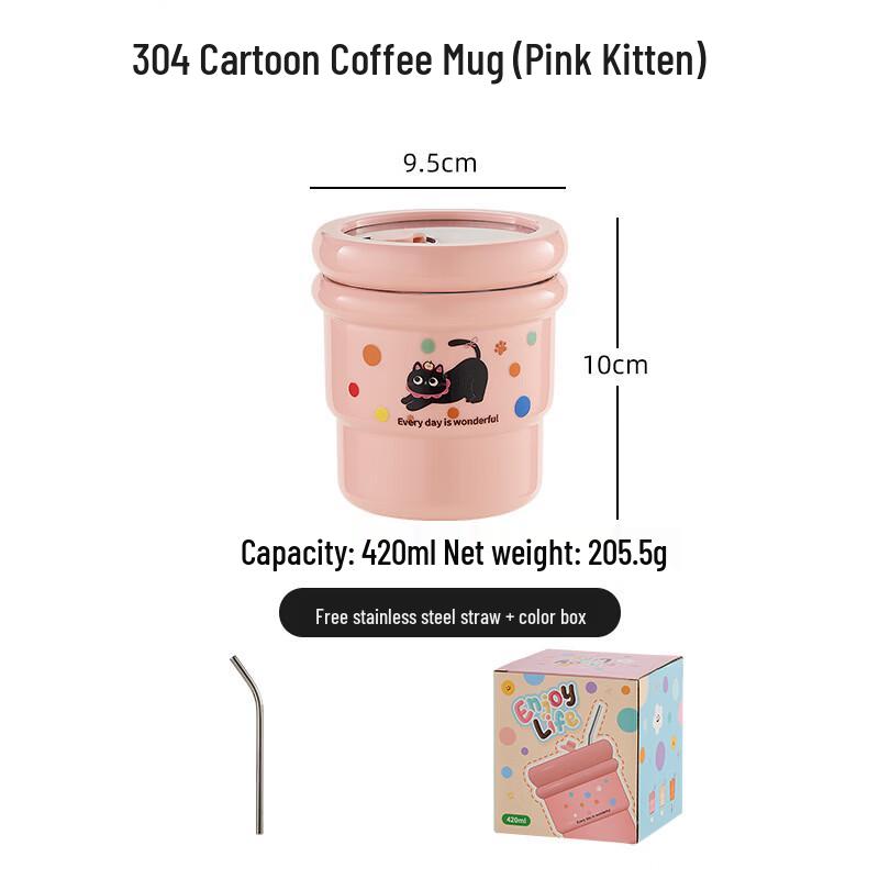 

Cute Pink Kitten Stainless Steel Coffee Mug (Set of 2)