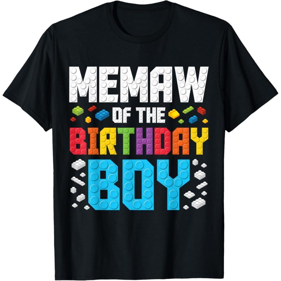 Memaw of the Birthday Boy Master Builder Building Blocks T-Shirt XXXXXL чёрный