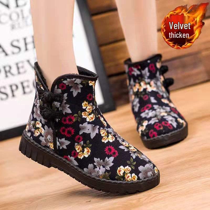 Women's Winter Ethnic-Style Fleece-Lined Non-Slip Snow Boots